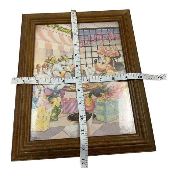 Vintage 1980s Disney Minnie Mouse & Daisy Duck Ice Cream Framed 12x10” - Picture 12 of 12